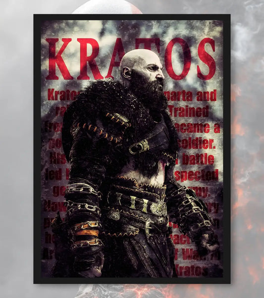 God of War Ragnarok Minimal Poster – Kratos Silhouette Art | A3 A4 Matte Poster Bowchika - A4 / Black Frame - God of War