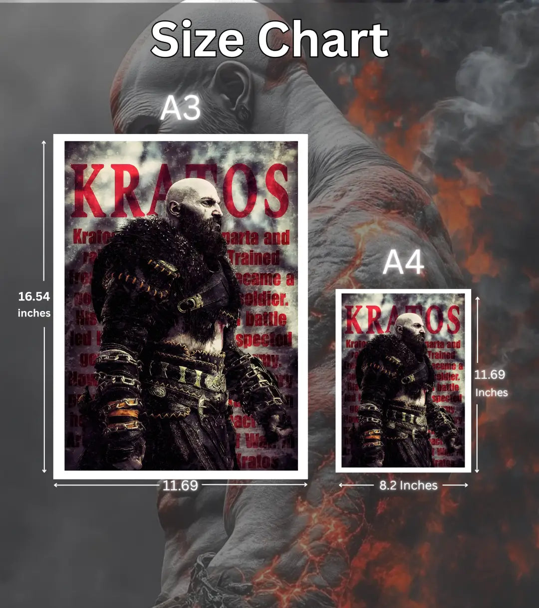 God of War Ragnarok Minimal Poster – Kratos Silhouette Art | A3 A4 Matte Poster Bowchika - God of War