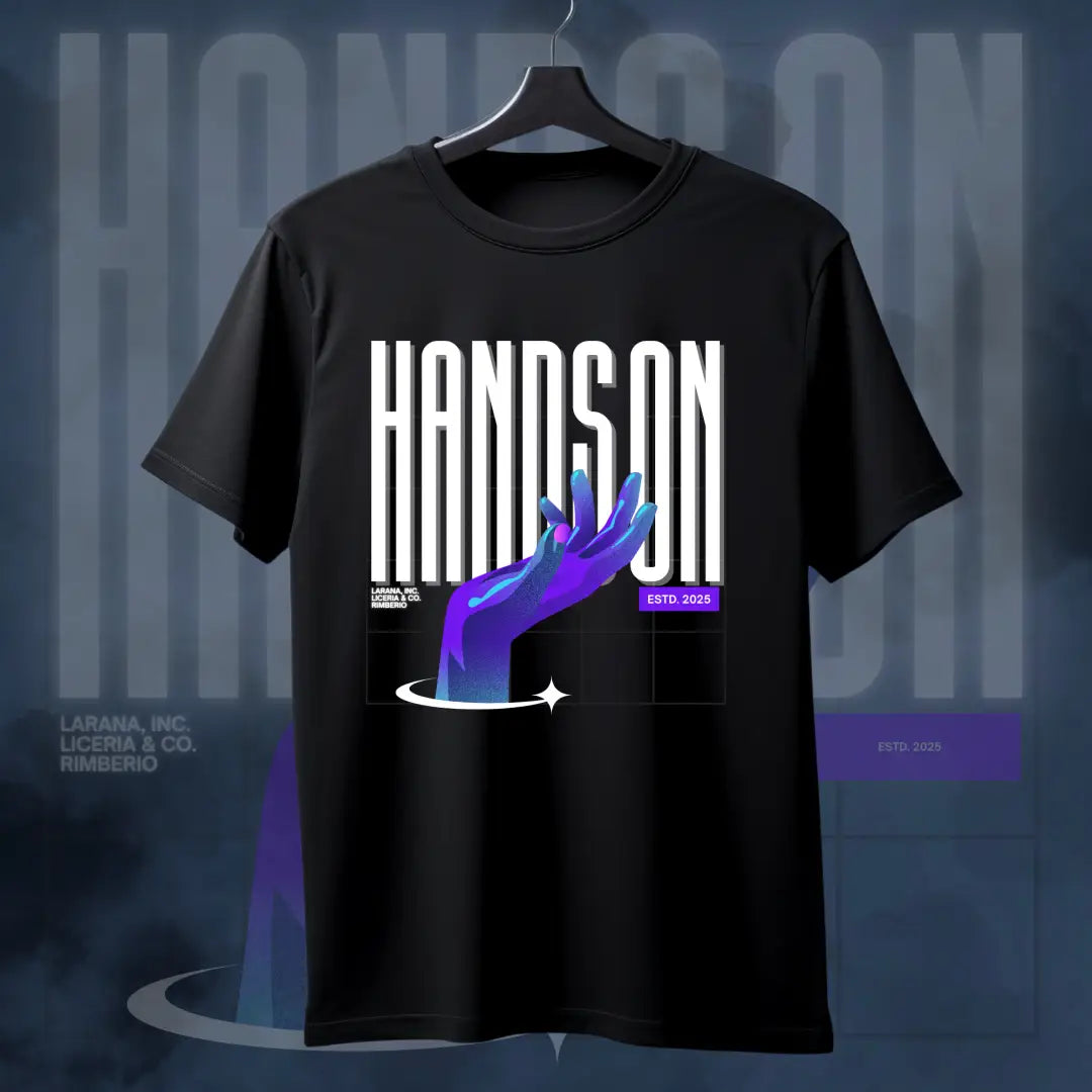 Hands On – Futuristic Graphic Black T-Shirt - Black / S