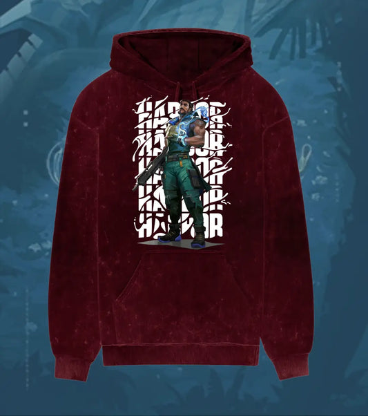 Harbor – Tidal Force Valorant Acid Wash Hoodie | Premium Gamer Streetwear - Maroon / XS - Valorant