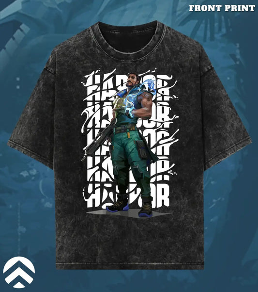 Harbor – Tidal Force Valorant Acid Wash Tee | Bold Gamer Streetwear - Valorant