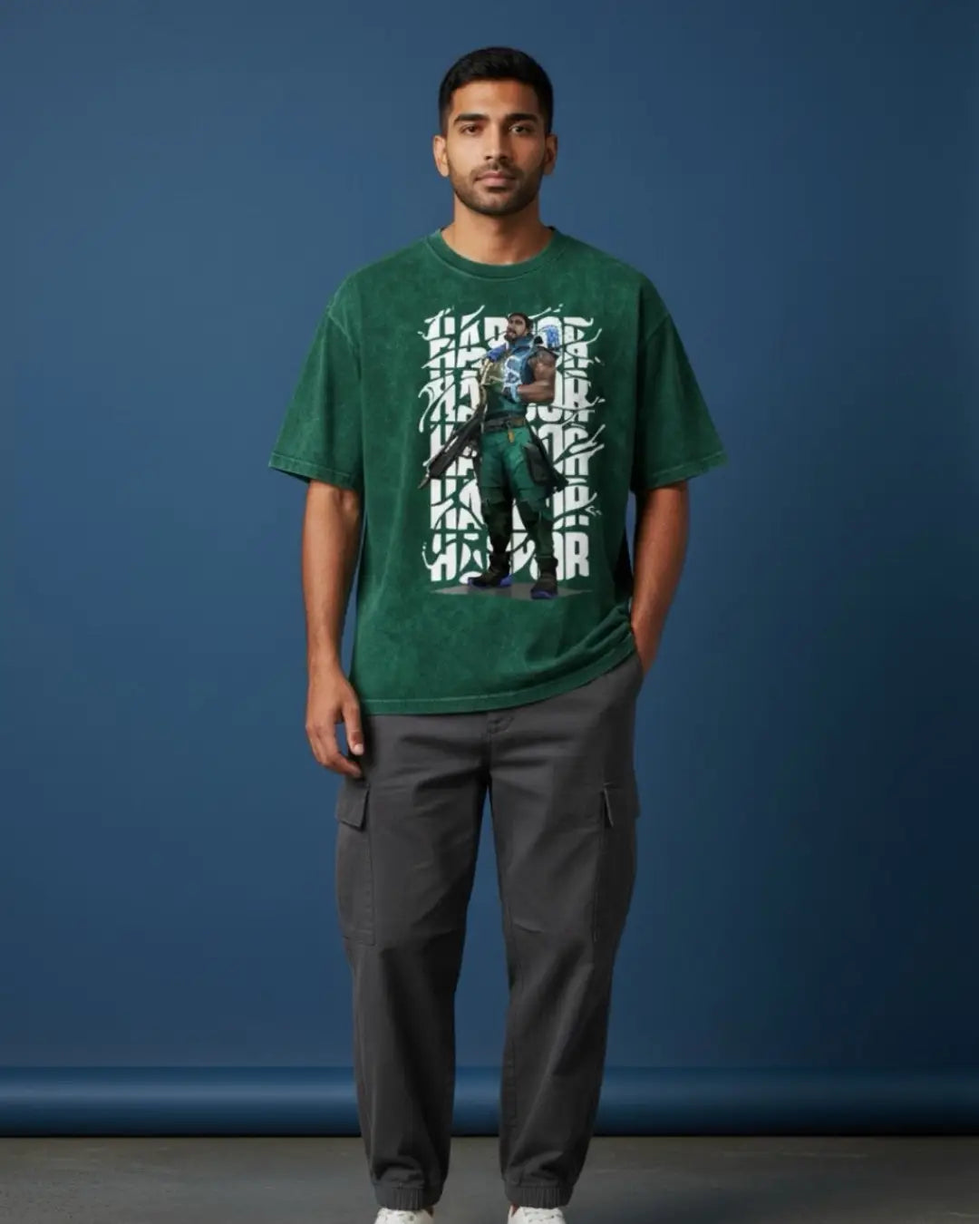 Harbor – Tidal Force Valorant Acid Wash Tee | Bold Gamer Streetwear - Bottle Green / XS - Valorant