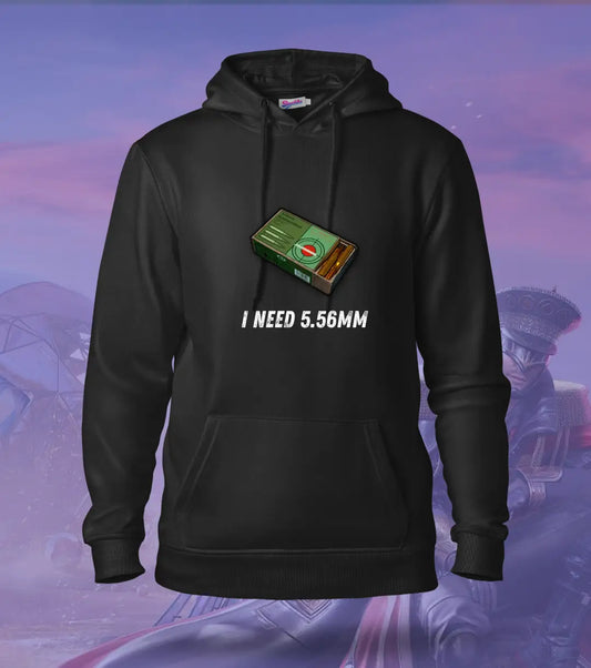 I Need Ammo โ Loot Rush BGMI Hoodie | 300 GSM Brushed Fleece - Black / XS / 5.56mm - BGMI/PUBG