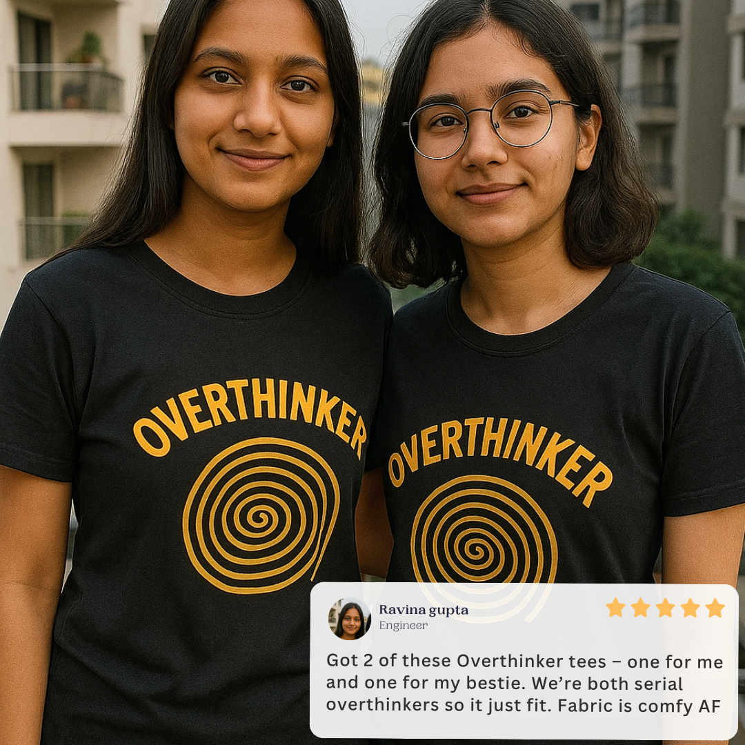 Overthinker Spiral – Black & Mustard Regular T-Shirt