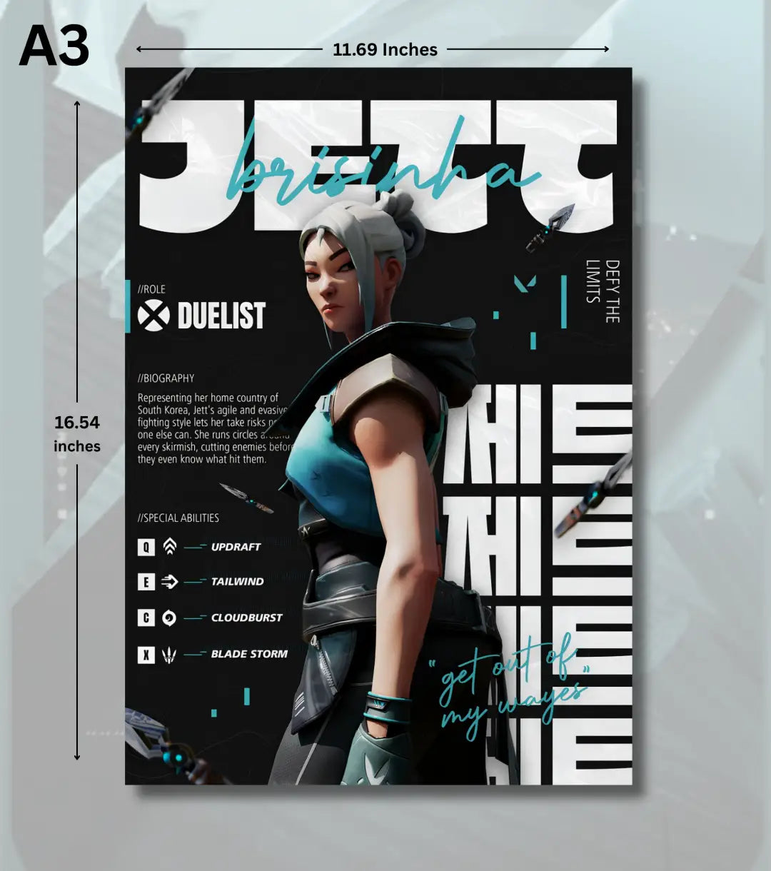 Jett Valorant Poster – Swift Precision Wall Art | Fast Fearless Iconic - A3 - Valorant