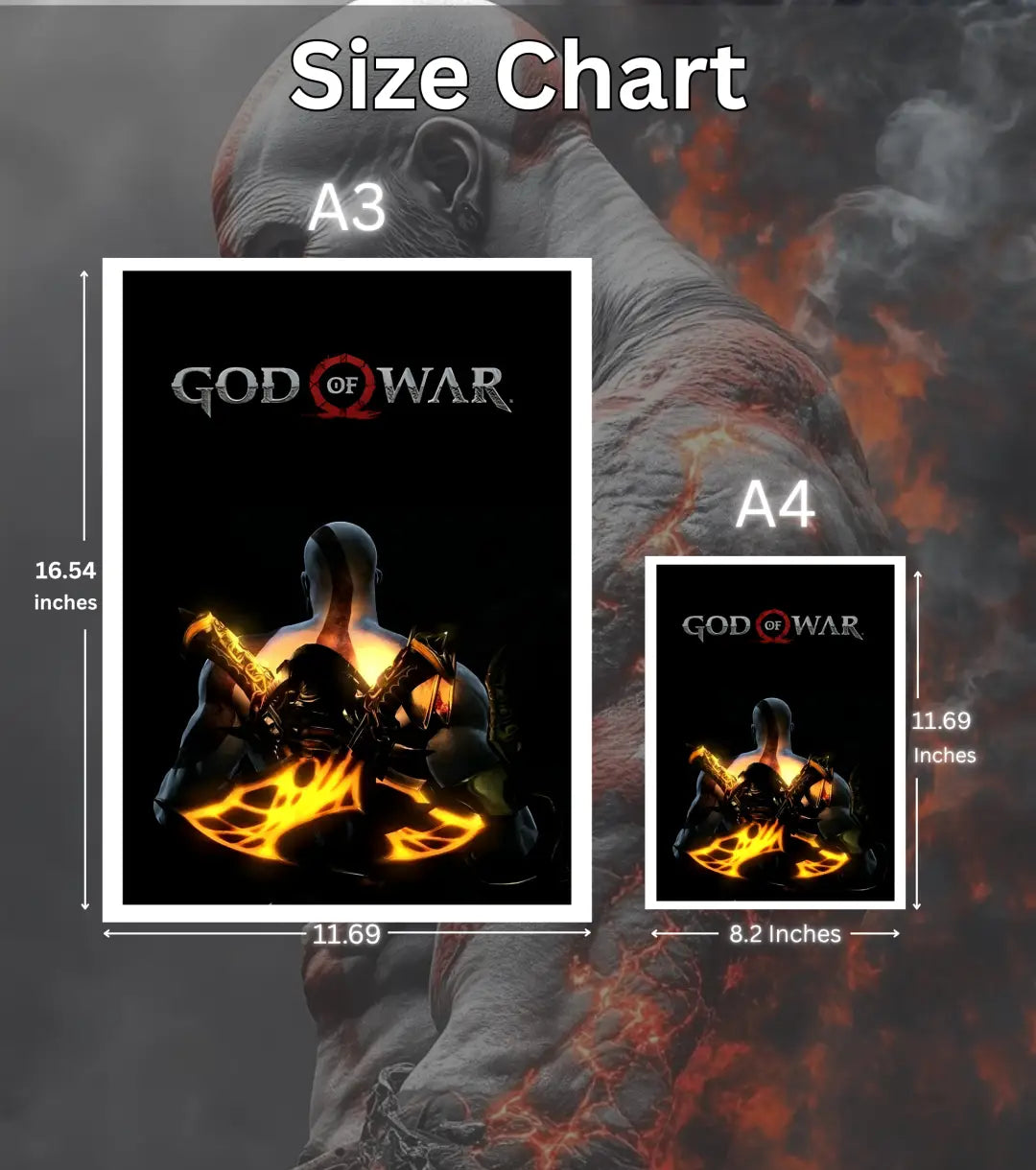Kratos Blades Poster – Dark Fire Edition | God of War | A3 / A4 - God of War