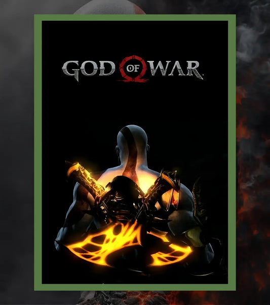 Kratos Blades Poster – Dark Fire Edition | God of War | A3 / A4 - A4 / Bottle Green - God of War