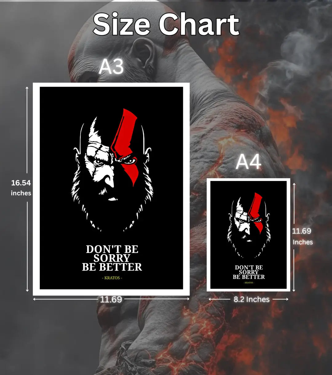 Kratos Minimal Poster – “Don’t Be Sorry Be Better” | God of War | A3 / A4 - God of War
