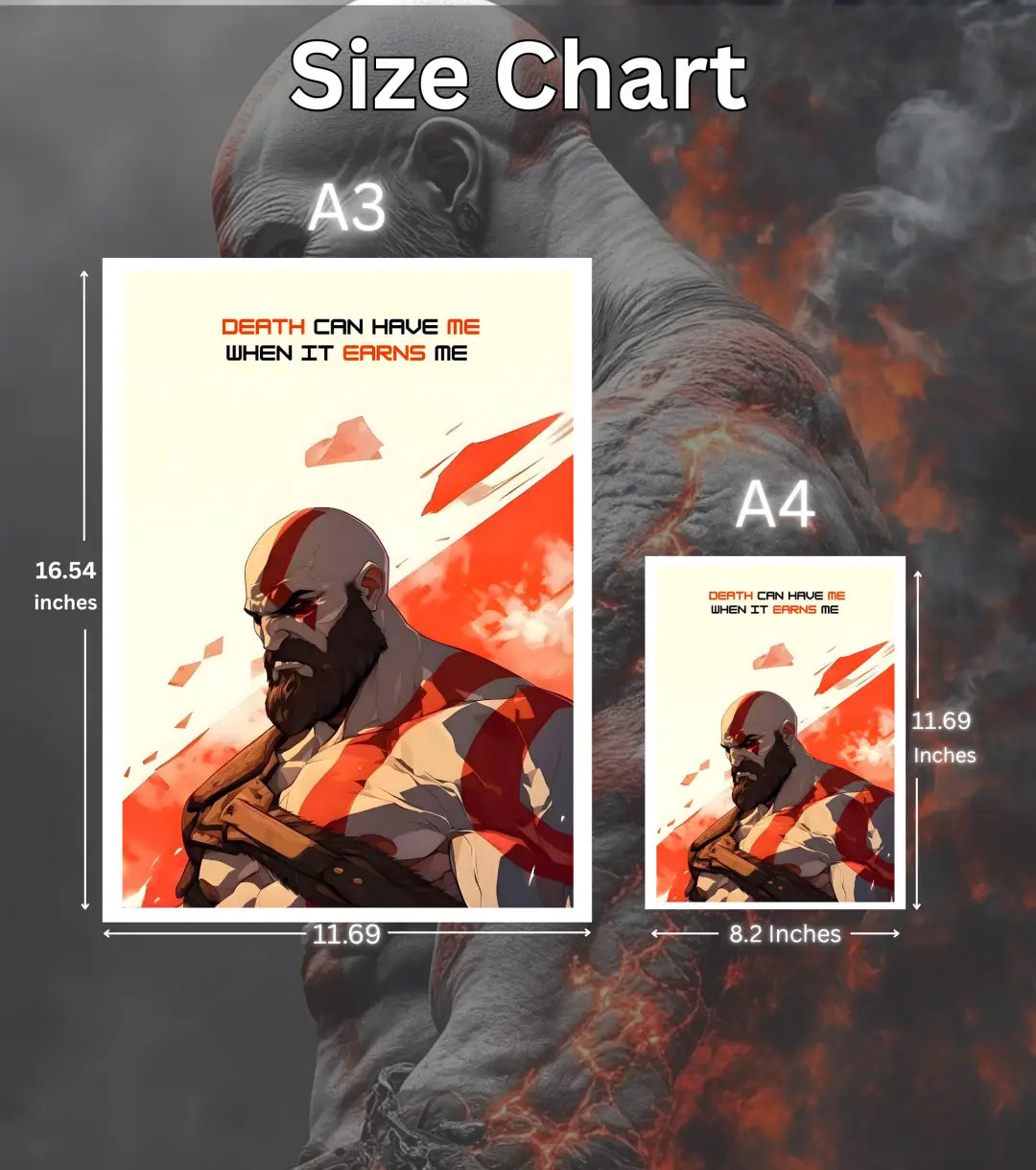 Kratos Quote Poster – “Death Can Have Me When It Earns Me” | God of War | A3 / A4 - God of War
