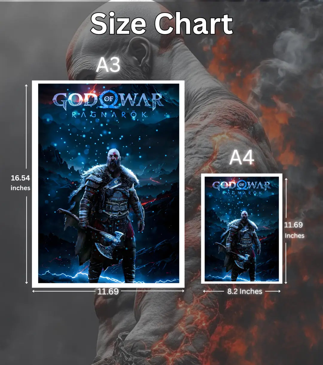 Kratos Ragnarok Poster – Leviathan Axe Edition | God of War Ragnarök | A3 / A4 - God of War