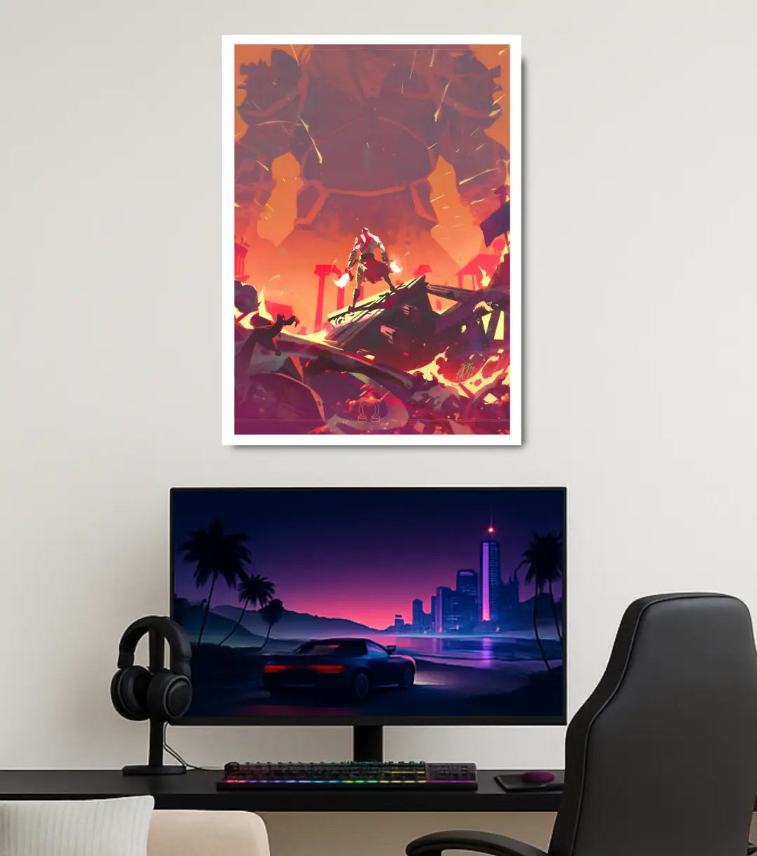 Kratos vs Titan Poster – Epic Battle Scene | God of War | A3 / A4 - God of War