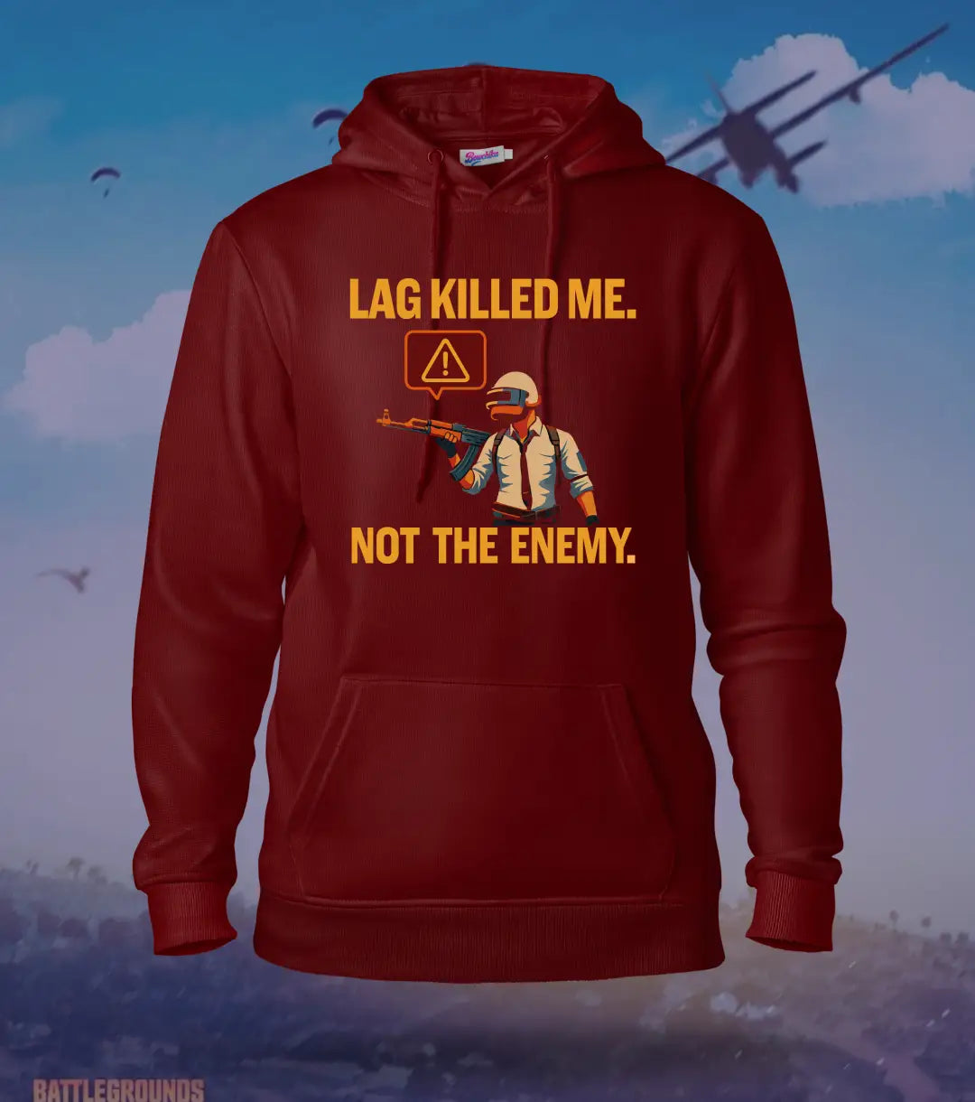 Lag Killed Me. Not The Enemy. – BGMI Gamer Hoodie | 300 GSM Brushed Fleece - Maroon / XS / Regular - BGMI/PUBG