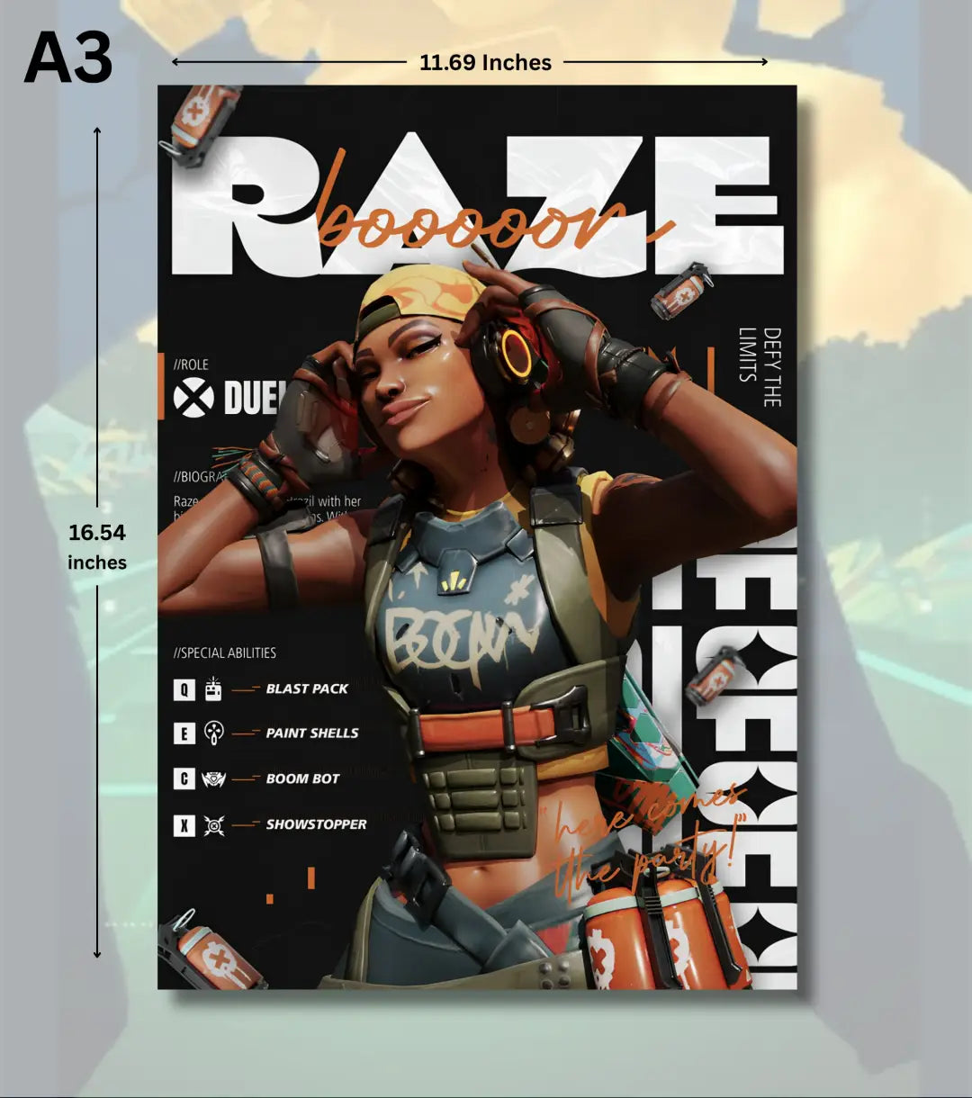 Raze Valorant Poster – Explosive Energy Wall Art | Bring the Boom to Your Wall - A3 - Valorant