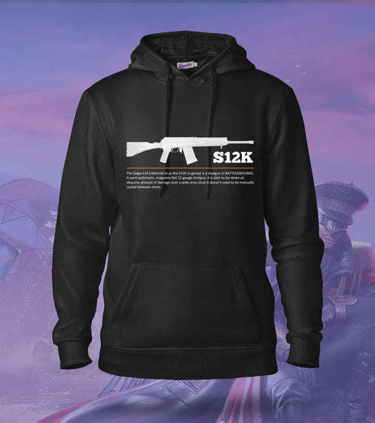 S12K โ One Shot One Squad BGMI Hoodie | 300 GSM Brushed Fleece - Black / XS / Regular - BGMI/PUBG