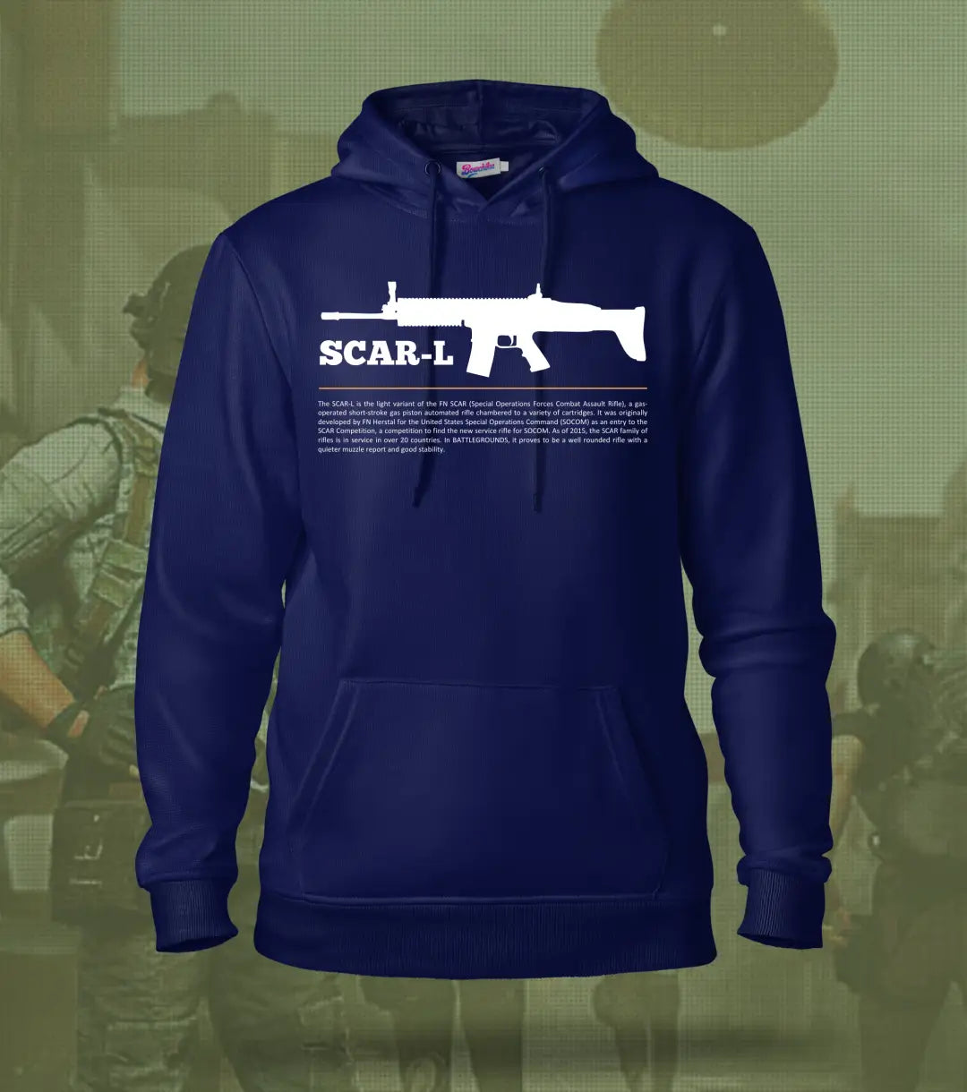 SCAR-L Combat Hoodie – Winter Gaming Gear BGMI | 300 GSM Brushed Fleece - Navy / XS / Regular - BGMI/PUBG