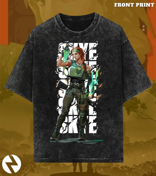 Skye – Nature’s Resolve Valorant Acid Wash Tee | Bold Gamer Streetwear - Valorant