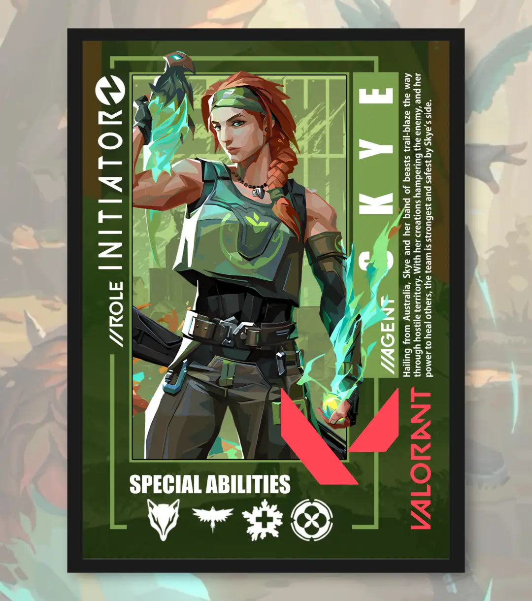 Skye Valorant Poster – Nature’s Guardian Wall Art | Fresh Energy for Gamer Spaces - A4 / Black Frame - Valorant