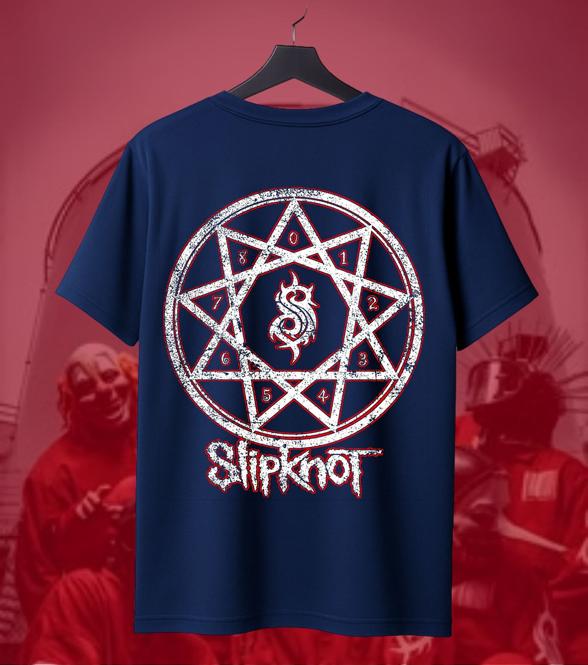 Slipknot Pentagram Skull Graphic Regular T-Shirt navy back