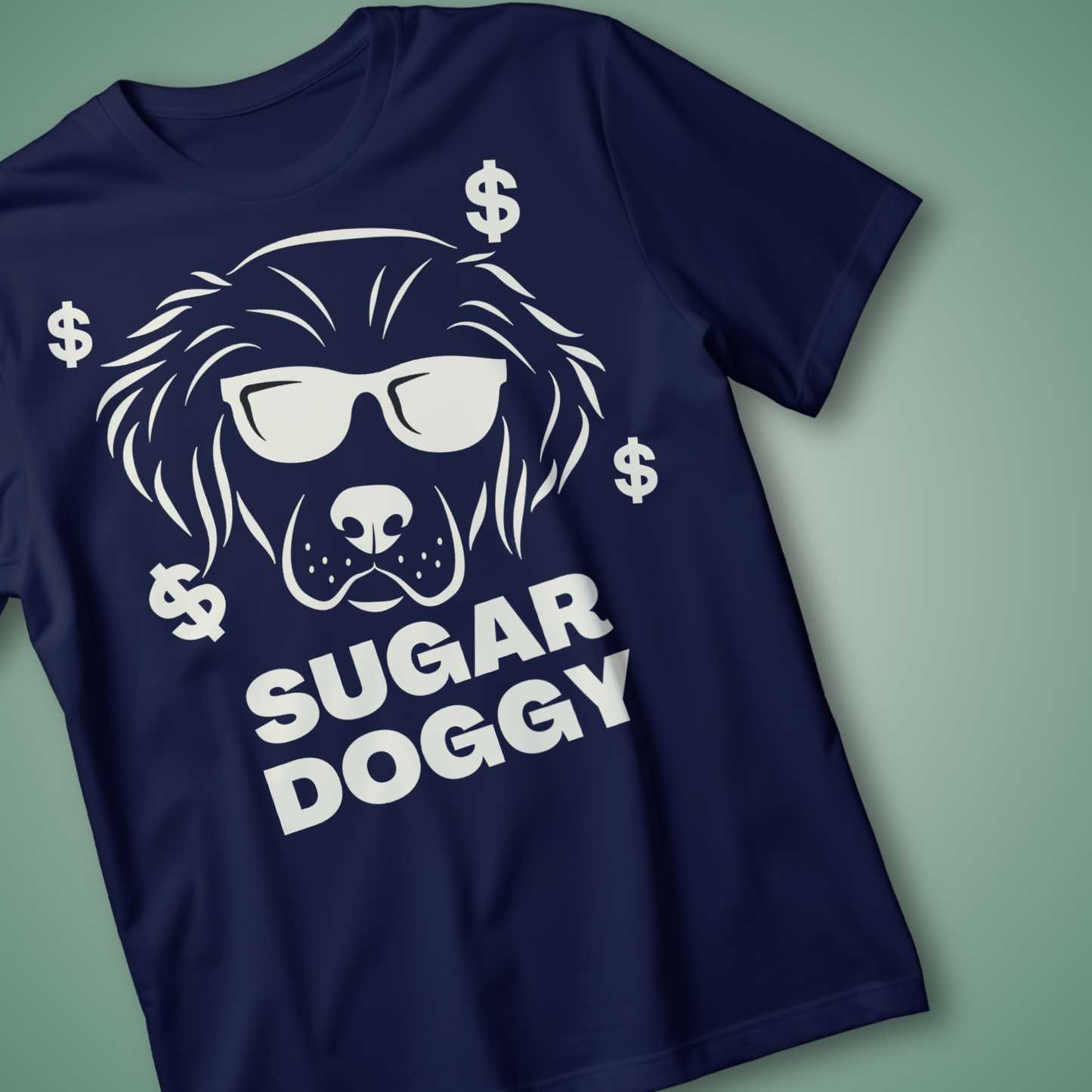 SUGAR DOGGY” Cool Pup Tee – Funny Graphic Dog Shirt with Sunglasses