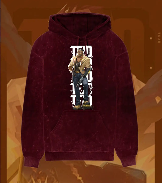 Tejo – Street Enforcer Valorant Acid Wash Hoodie | Premium Gamer Streetwear - Maroon / XS - Valorant