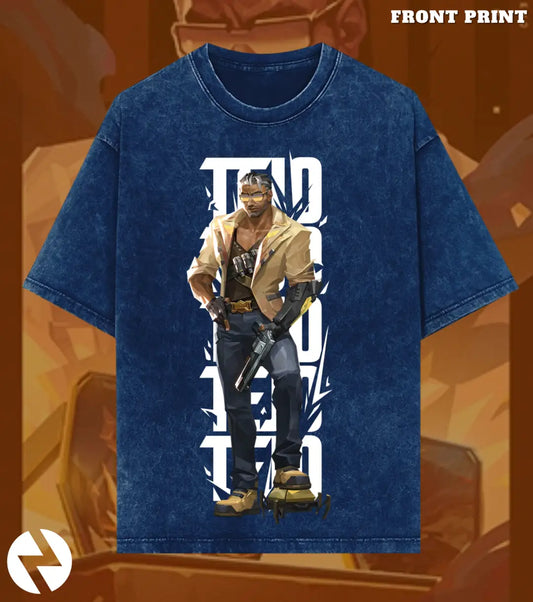 Tejo – Street Enforcer Valorant Acid Wash Tee | Bold Gamer Streetwear - Valorant