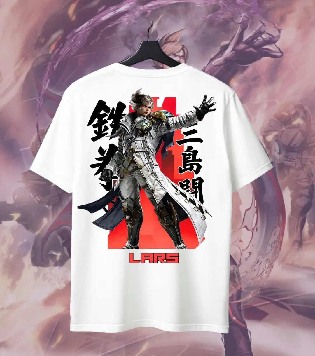 Tekken Lars Alexandersson Graphic T-Shirt for Men | Electric Warrior Gaming Tee | Premium Cotton Gamer T-Shirt - Back