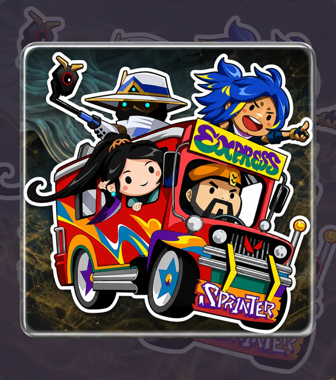 Valorant Squad Jeep Chibi Acrylic Fridge Magnet 4x4 Inch | Funny Gaming Anime Magnet | Premium HD Glossy Print
