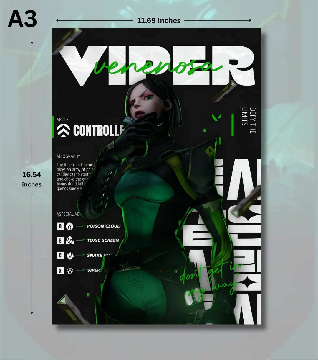 Viper Valorant Poster – Venomous Focus Wall Art | Deadly Style Sharp Impact - A3 - Valorant