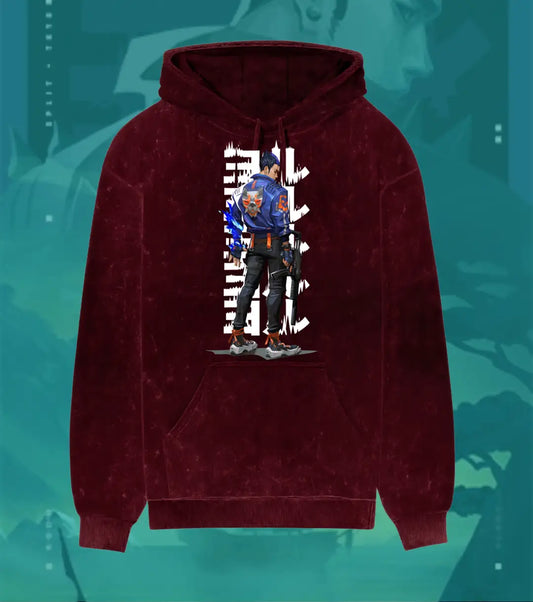 Yoru – Riftwalker Valorant Acid Wash Hoodie | Premium Gamer Streetwear - Maroon / XS - Valorant