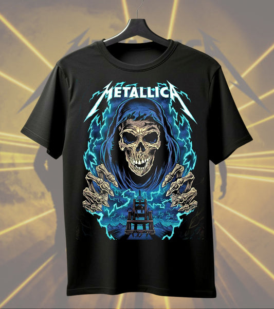 Metallica Electric Reaper Blue Lightning Graphic T-Shirt