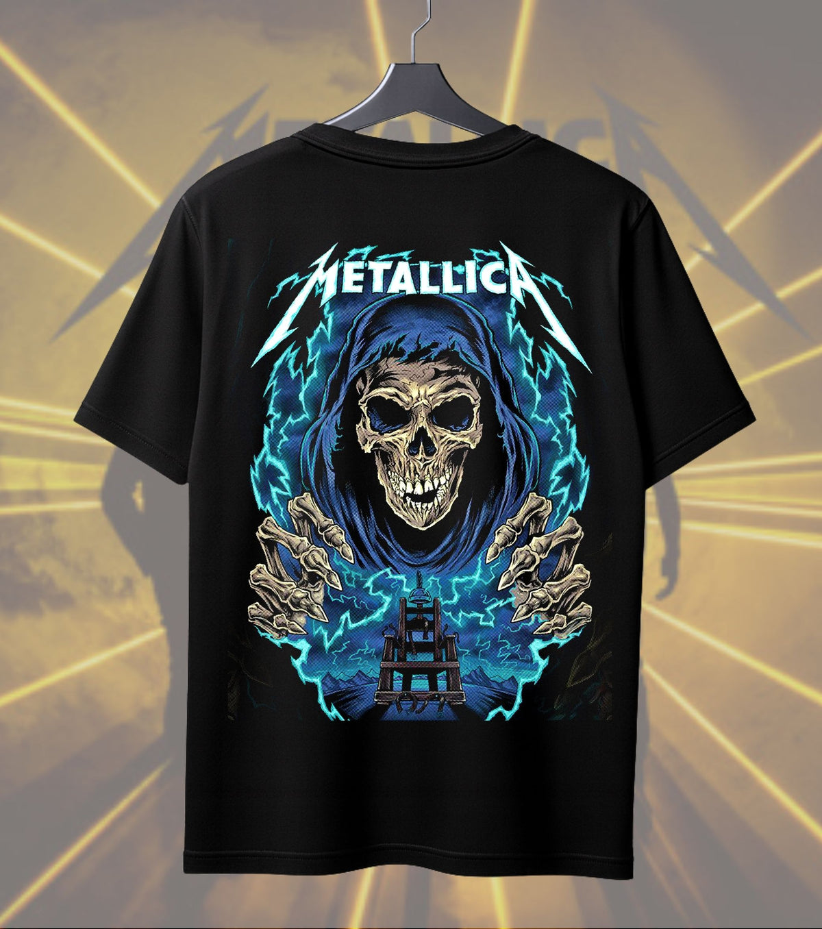 Metallica Electric Reaper Blue Lightning Graphic T-Shirt