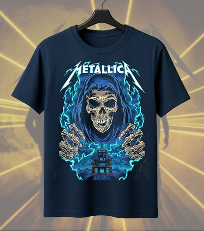 Metallica Electric Reaper Blue Lightning Graphic T-Shirt