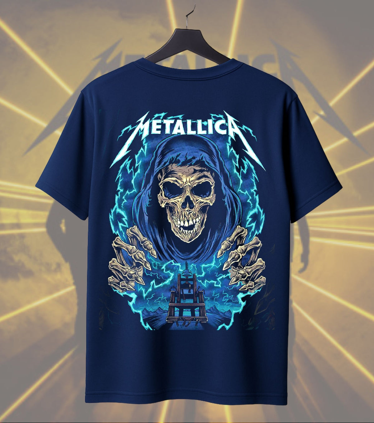 Metallica Electric Reaper Blue Lightning Graphic T-Shirt