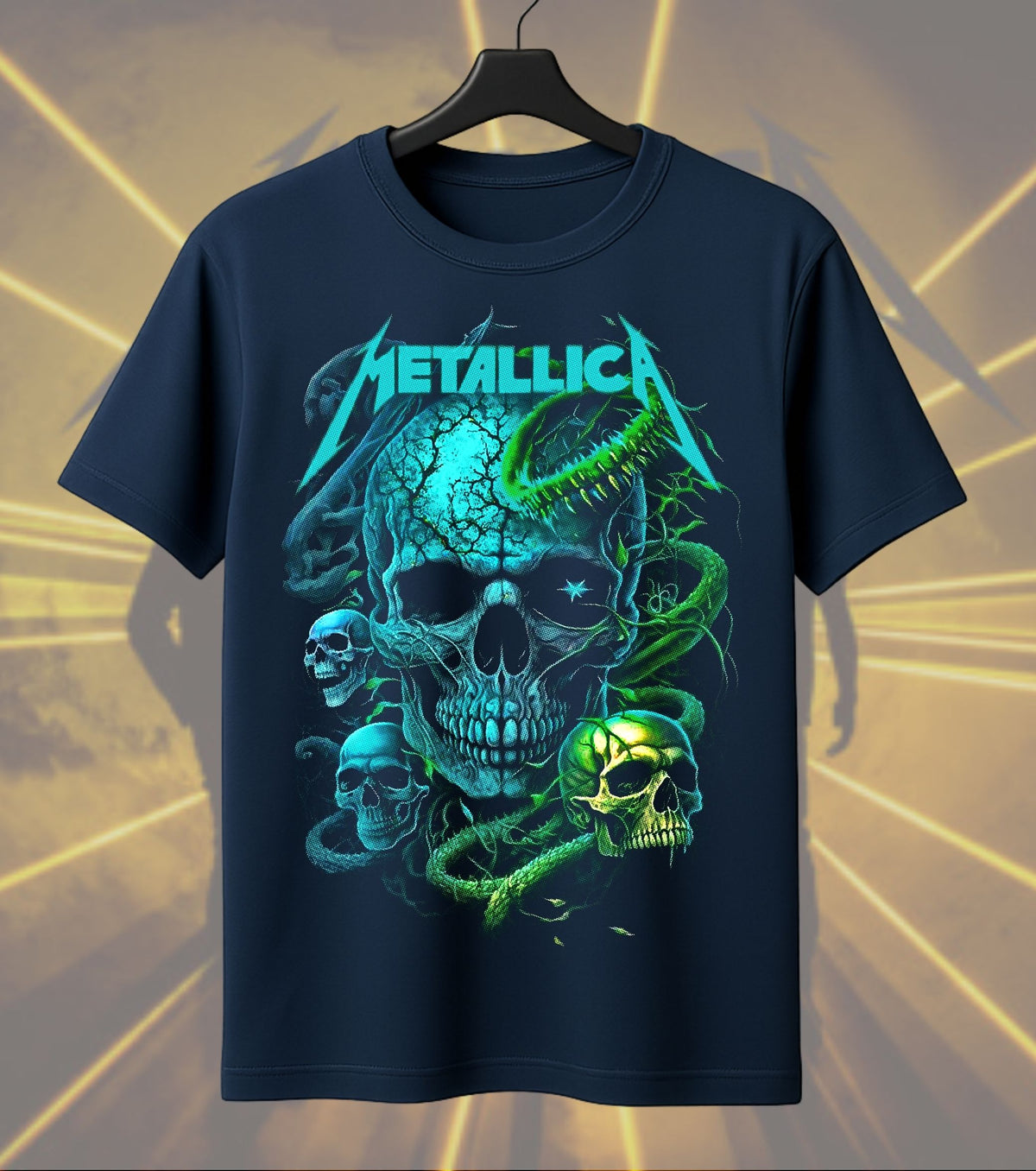 Metallica Neon Venom Skull Graphic T-Shirt
