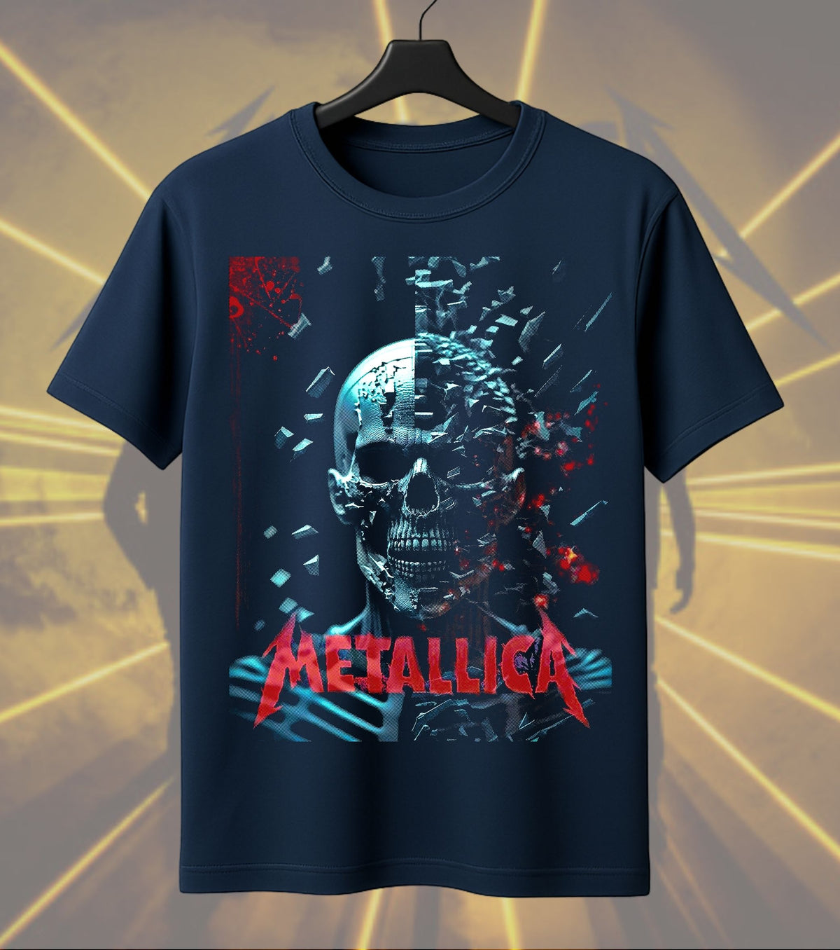 Metallica Glitch Skull Graphic T-Shirt