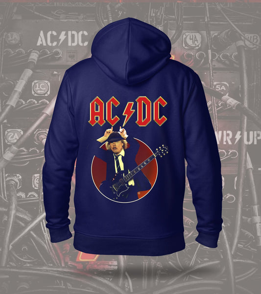 AC/DC Angus Young Guitar Circle Graphic Hoodie – Navy