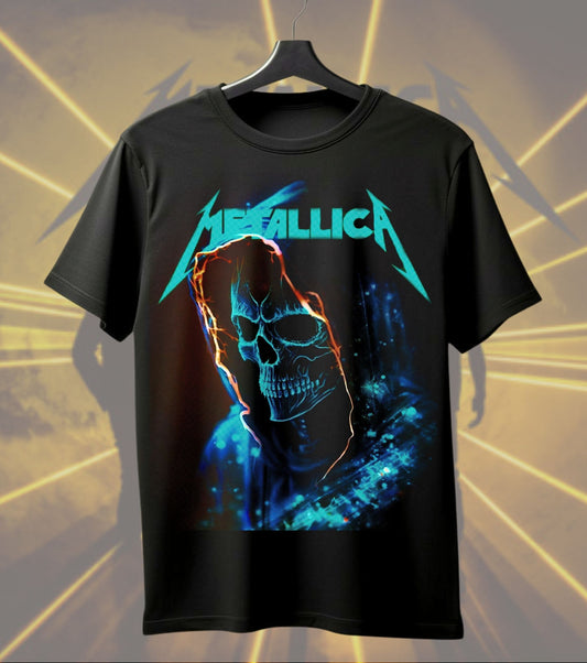 Metallica Blue Flame Skull Graphic T-Shirt