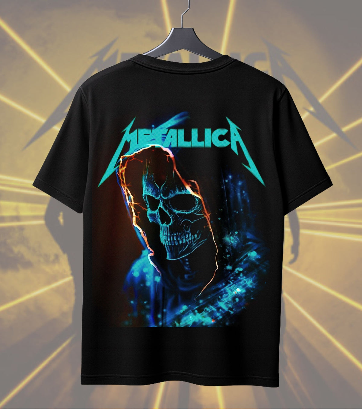 Metallica Blue Flame Skull Graphic T-Shirt