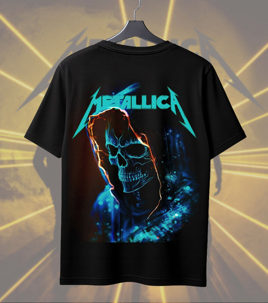 Metallica Blue Flame Skull Graphic T-Shirt