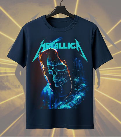 Metallica Blue Flame Skull Graphic T-Shirt