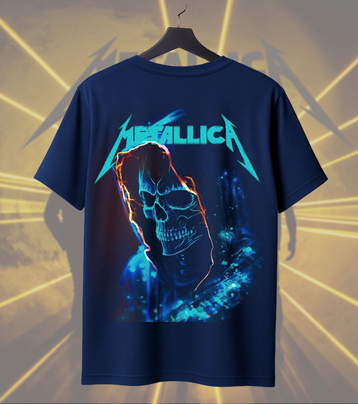 Metallica Blue Flame Skull Graphic T-Shirt