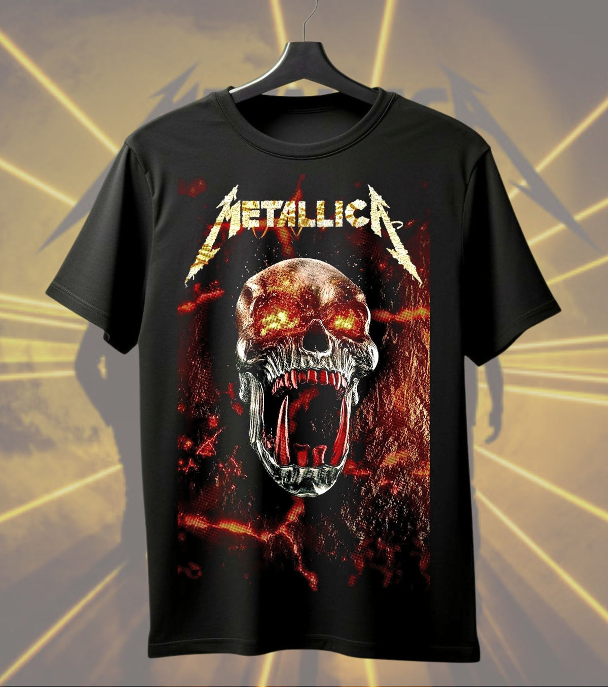 Metallica Flaming Skull Graphic Regular T-Shirt