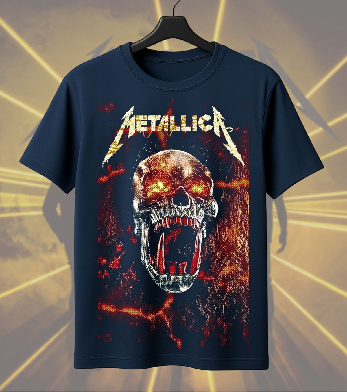 Metallica Flaming Skull Graphic Regular T-Shirt