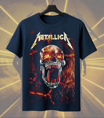 Metallica Flaming Skull Graphic Regular T-Shirt