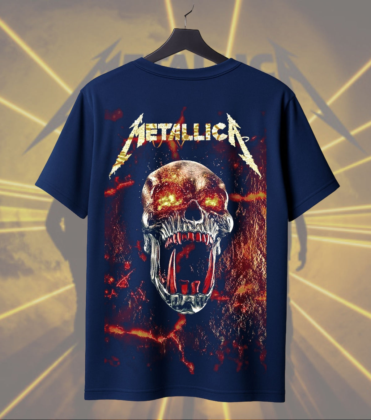 Metallica Flaming Skull Graphic Regular T-Shirt