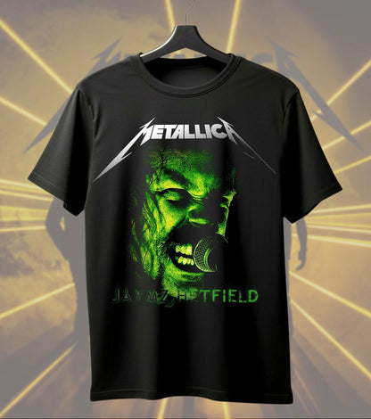 Metallica James Hetfield Green Portrait Graphic Regular T-Shirt