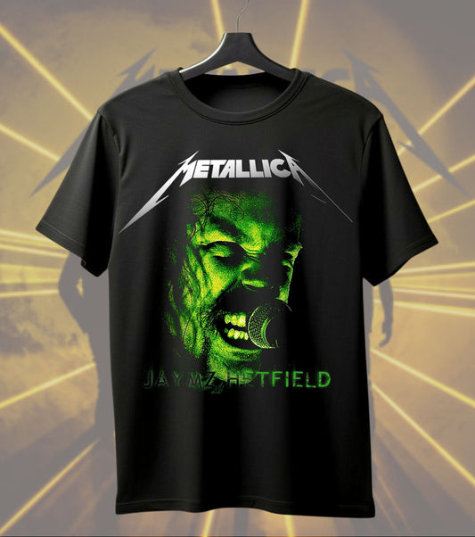 Metallica James Hetfield Green Portrait Graphic Regular T-Shirt