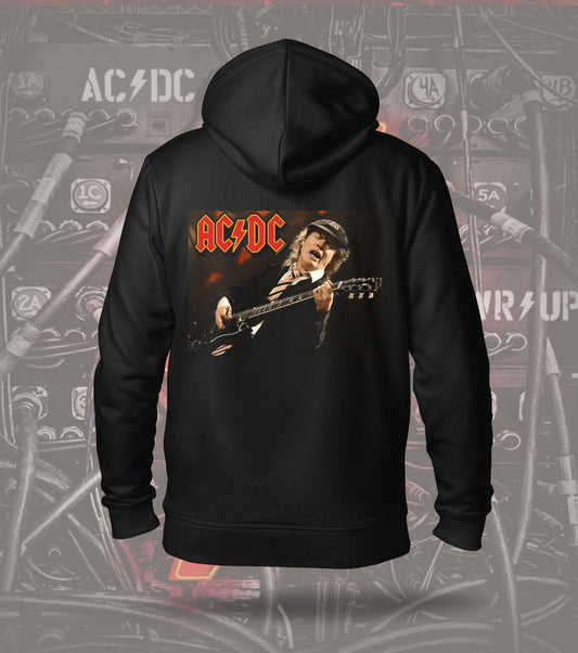 AC/DC Guitarist Portrait Graphic Hoodie – Black