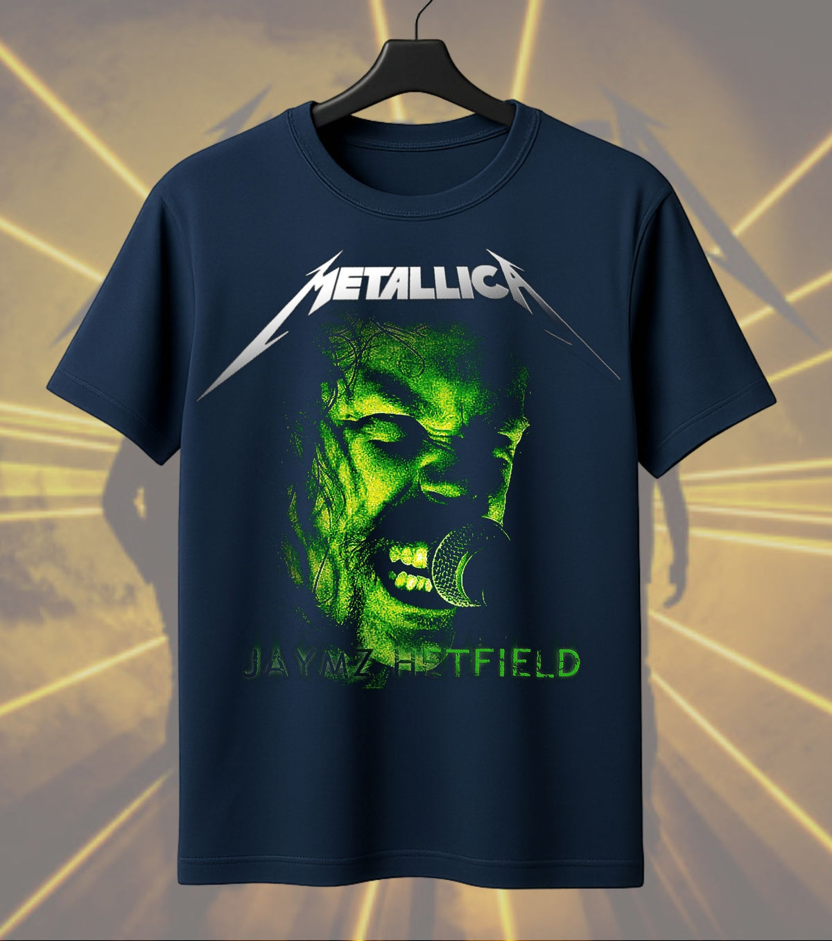 Metallica James Hetfield Green Portrait Graphic Regular T-Shirt