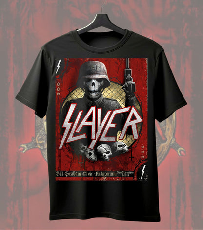 Slayer 666 Skull Soldier T-Shirt | Vintage Heavy Metal Music Tee | Regular Dual Print